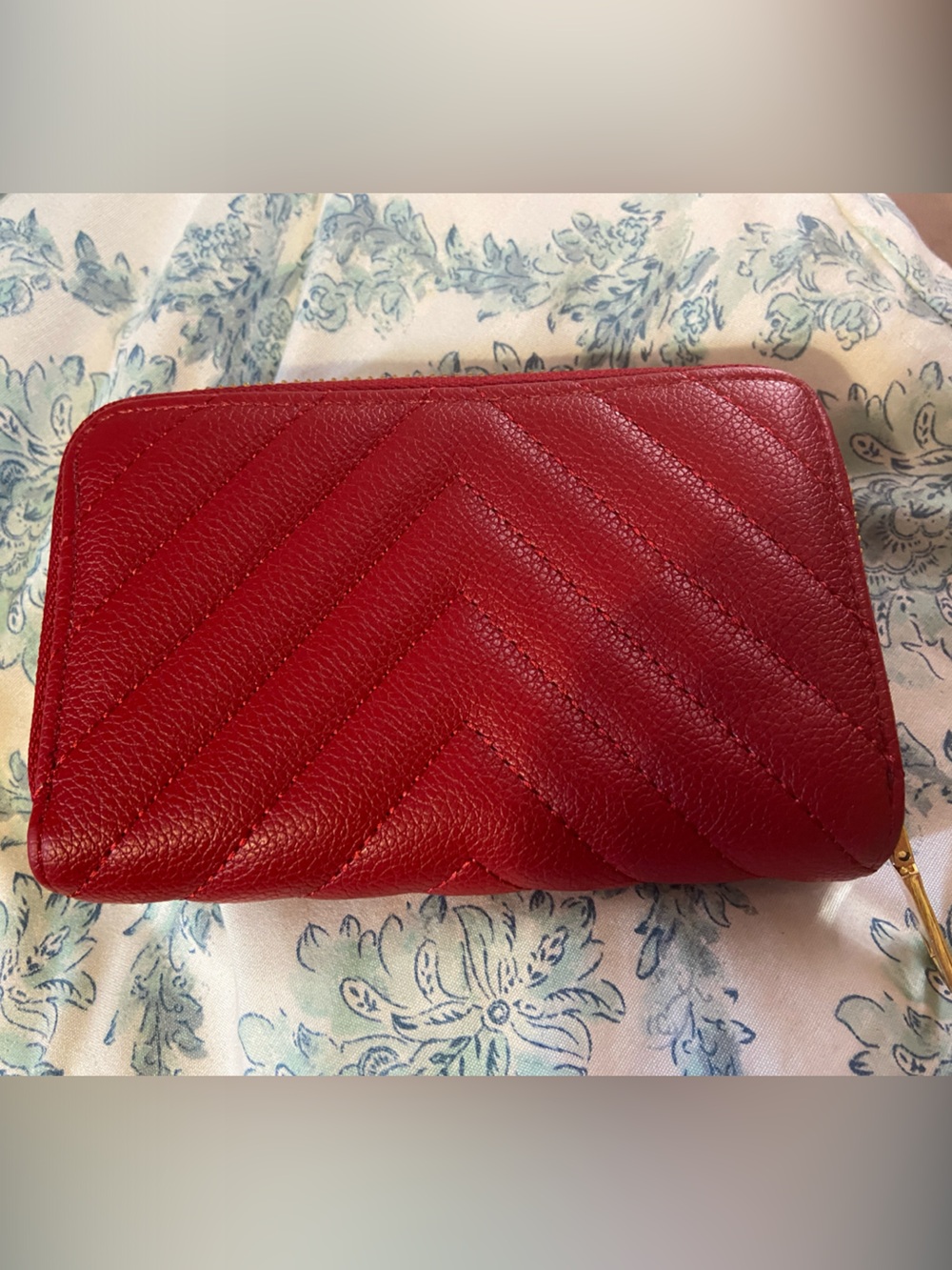 Red Quilted Zip Wallet